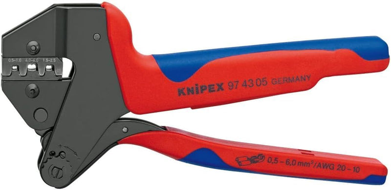 Knipex Crimp-Systemzange für auswechselbare Crimpeinsätze brüniert, mit Mehrkomponenten-Hüllen 200 m