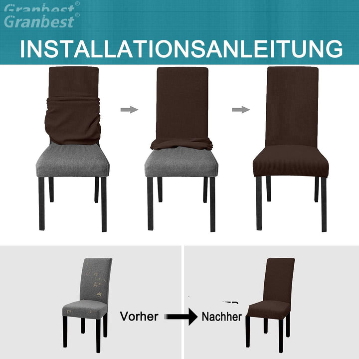 Granbest Premium Wasserdicht Esszimmerstuhl Abdeckungen Satz Von 6, Elastische Hohe Zurück Stuhlhuss
