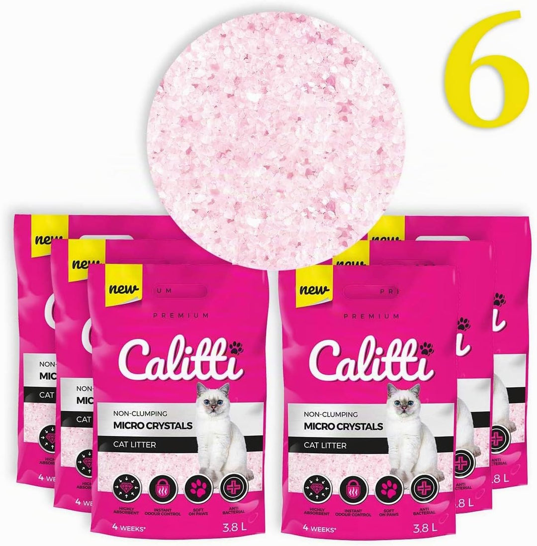 Calitti - Micro Silikat Katzenstreu | Premium Crystals Silikatstreu | Antibakteriell Katzensand | 6-