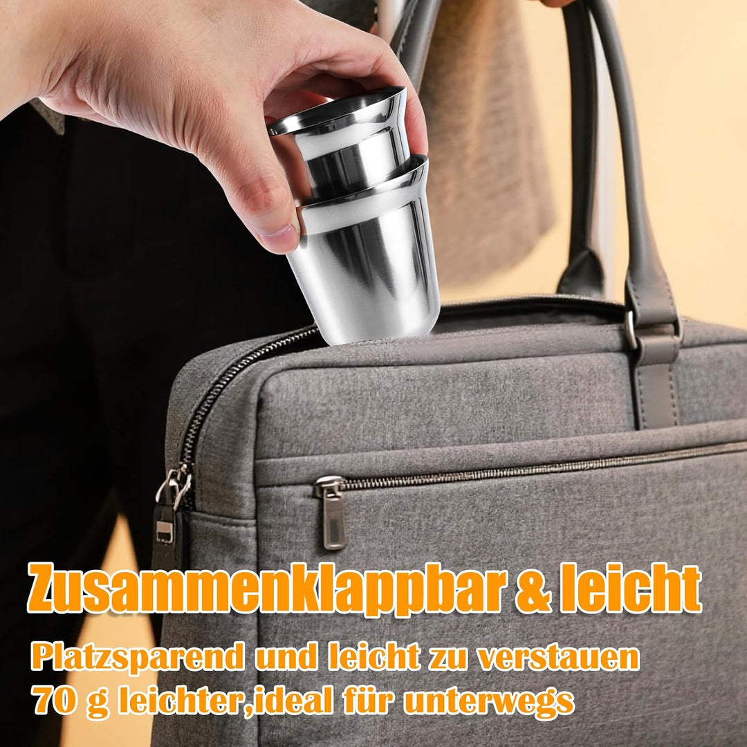 4 Stück edelstahl espressotassen espresso thermobecher tasse 80ml | Doppelwandig, edelstahl becher,