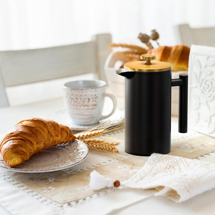Enfmay French Press Kaffeebereiter 350ml, French Press Klein, Kaffeekanne mit Filter, Doppelwandige