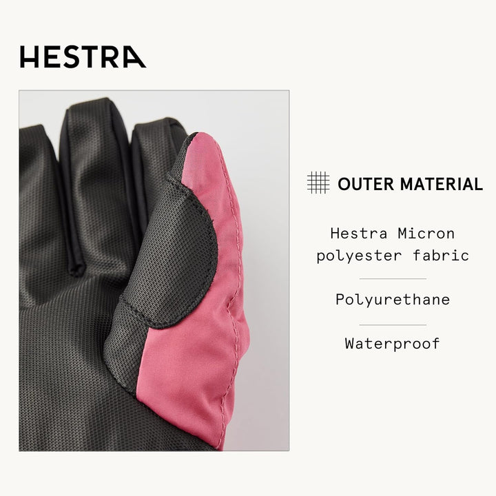Hestra Wasserdichter Skihandschuh für Kinder, C-Zone für kaltes Wetter Fuchsia / Elfenbein 5, Fuchsi