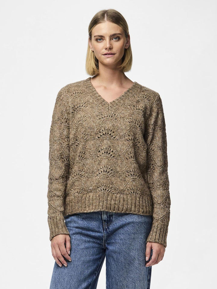 Pieces Damen Pcbibbi Ls V-Neck Knit Noos Bc Strickpullover (1er Pack) XS Fossil, XS Fossil