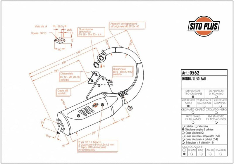 Auspuffanlage LeoVince Komplettanlage SITO PLUS, Stahl, mit Zulassung für Honda SJ 50 Bali