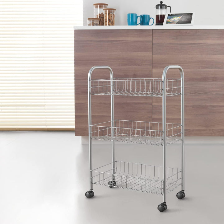 Metaltex Allzweckwagen 3-Etagen, Silber, Edelstahloptik 41 x 23 x 63 cm, Silber