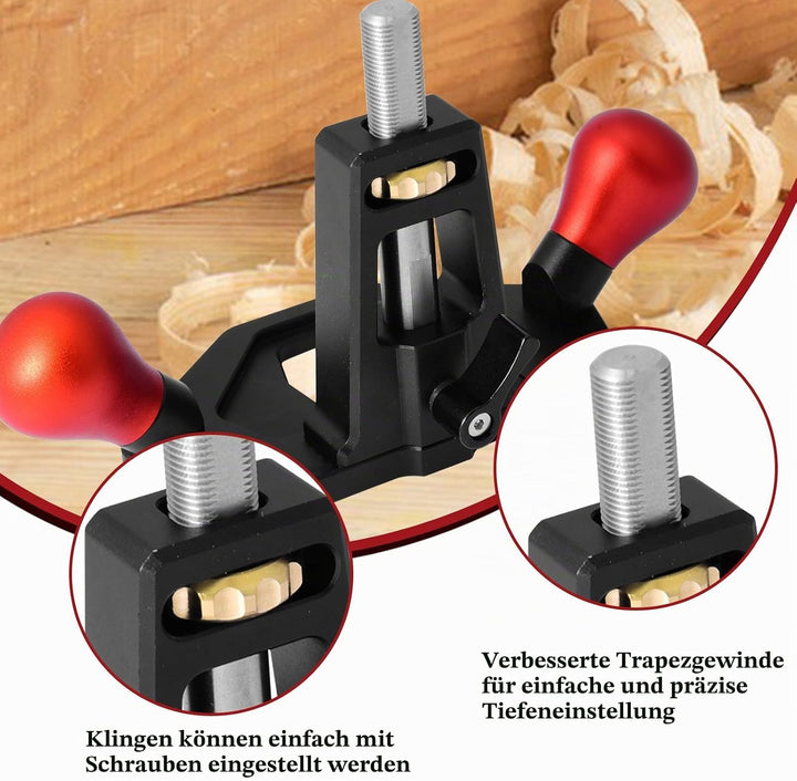 PEESHON Handfräshobel, Grundhobel Einhandhobel mit Verstellbar Nuttiefe 0-25cm Handhobe Router Flugz