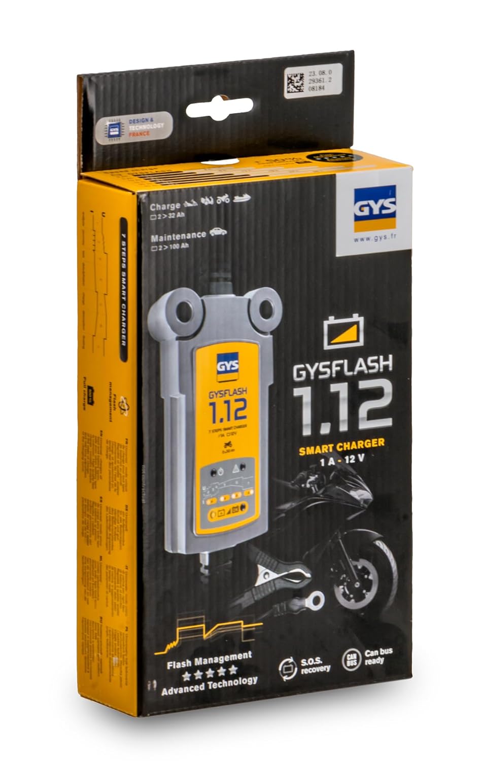 GYS Ladegerät Batterieladegerät 12V für Motorrädern, Jet-Skis, Kart-Sport-Fahrzeugen und Rasenmähern