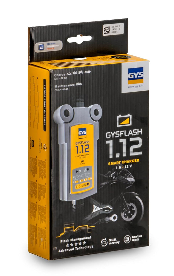 GYS Ladegerät Batterieladegerät 12V für Motorrädern, Jet-Skis, Kart-Sport-Fahrzeugen und Rasenmähern