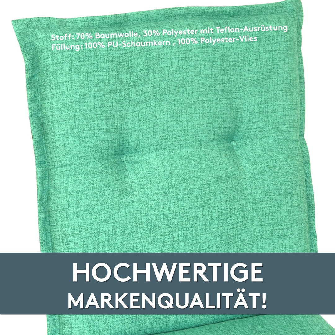 LILENO HOME Gartenstuhl Auflagen als [1er Set - Niedriglehner] in Türkisgrün - Bequeme Liegen als Si