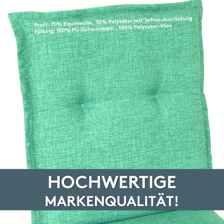 LILENO HOME Gartenstuhl Auflagen als [1er Set - Niedriglehner] in Türkisgrün - Bequeme Liegen als Si