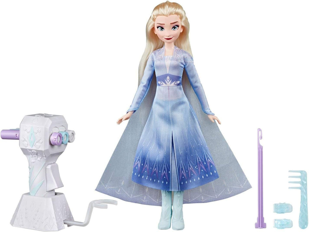 Disney Die Eiskönigin Flechtspass Elsa Puppe mit extralangem, blondem Haar, Styler und Haarclips – S