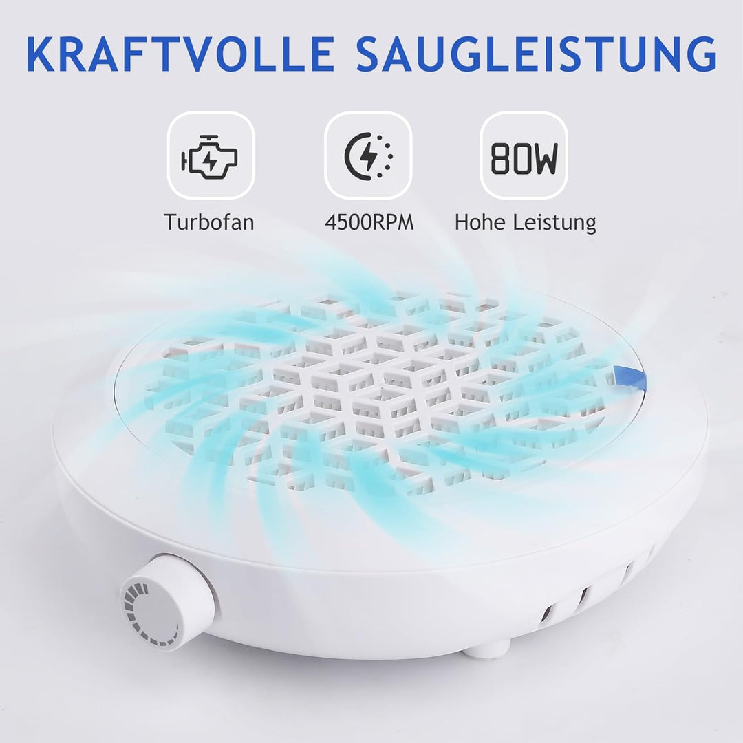 Staubabsaugung Für Nägel Mit Filter，80W Nagelstaubsammler leistungsstarker Vakuumventilator, Staubsa