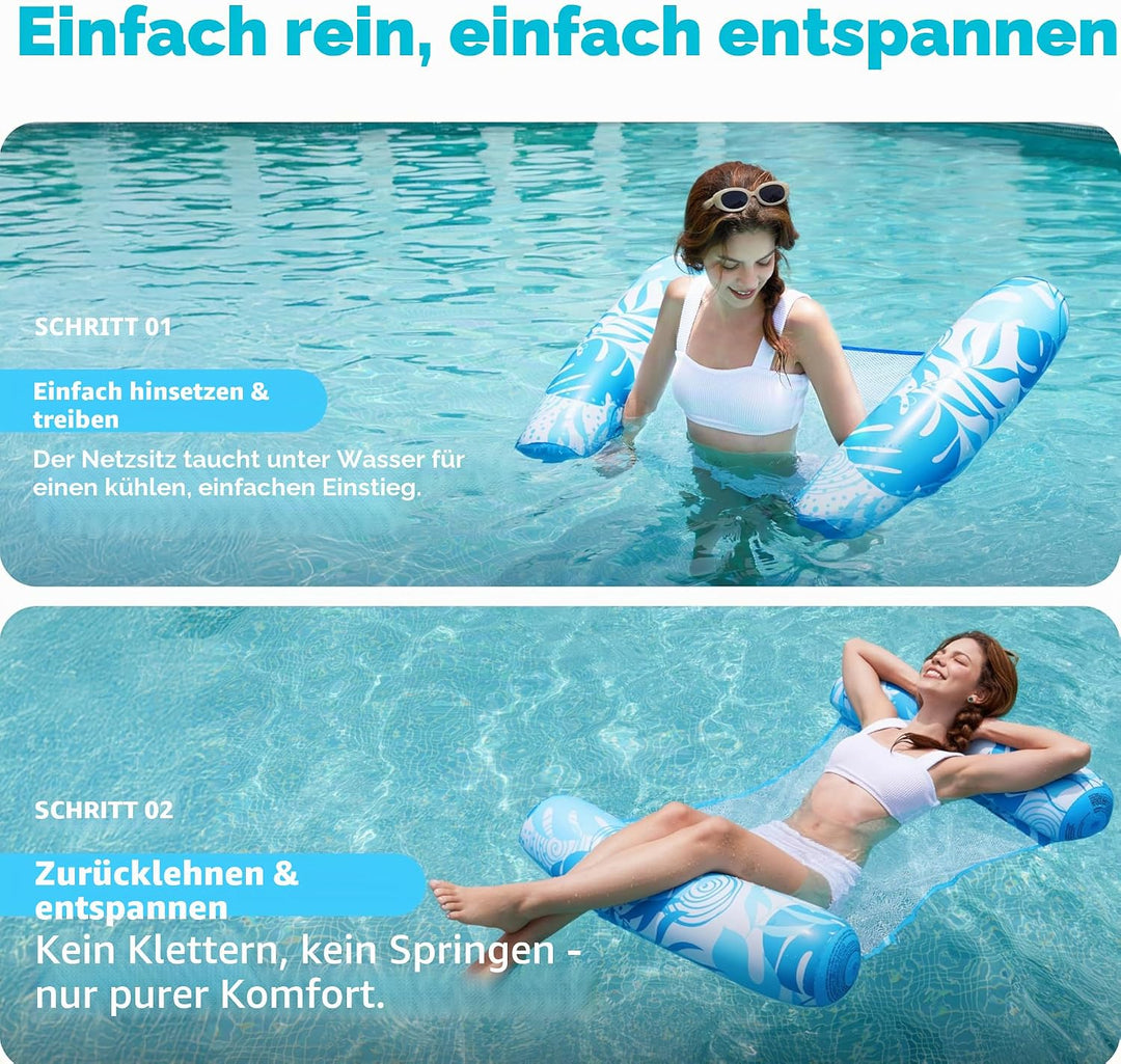 Sloosh 2 Packungen Hängematte Pool Floats Erwachsene, 4 in 1 Mehrzweck Aufblasbare Pool Floats PVC W