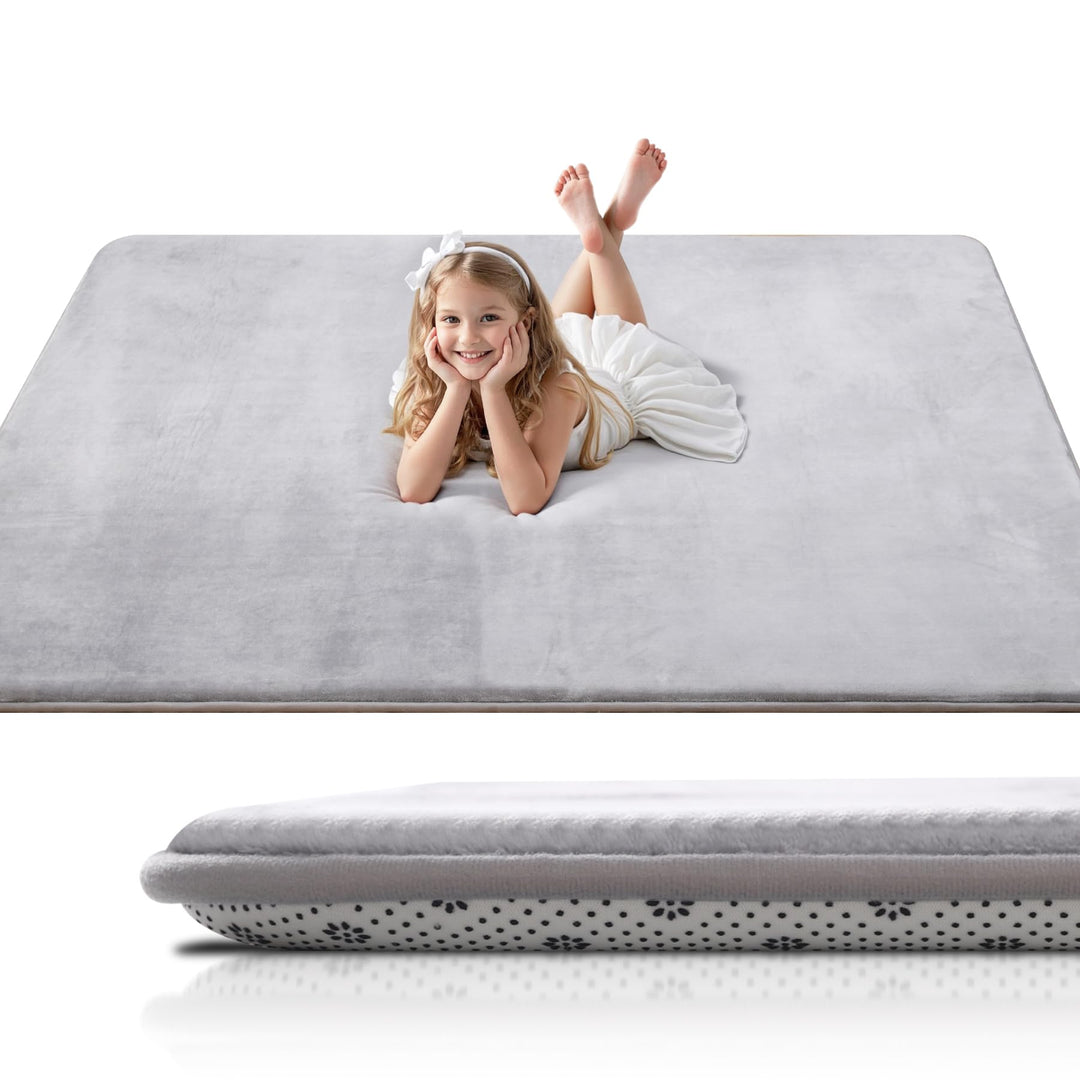 Dicke Krabbelmatte Baby 120×120×3cm,Schaumfüllung Teppich Spielmatte Baby,Rutschfester Unterseite&We