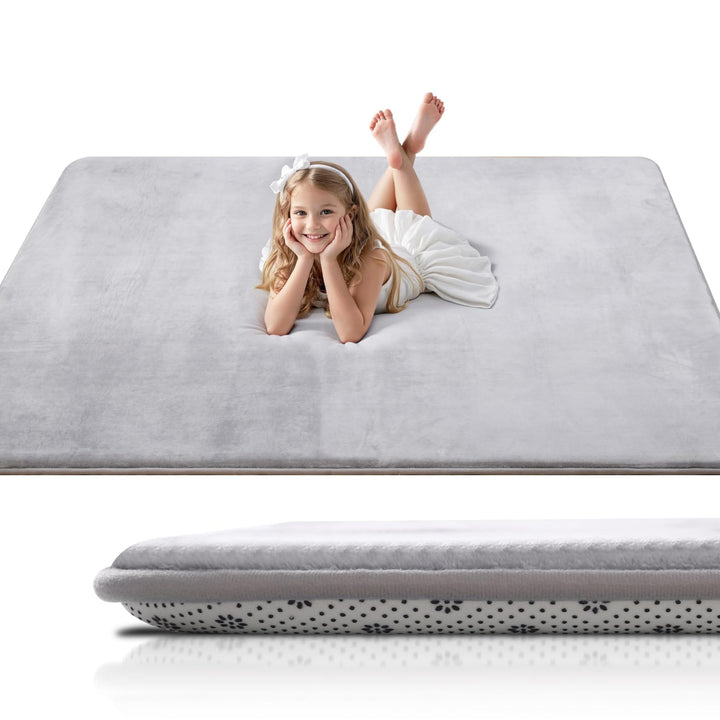 Dicke Krabbelmatte Baby 120×120×3cm,Schaumfüllung Teppich Spielmatte Baby,Rutschfester Unterseite&We