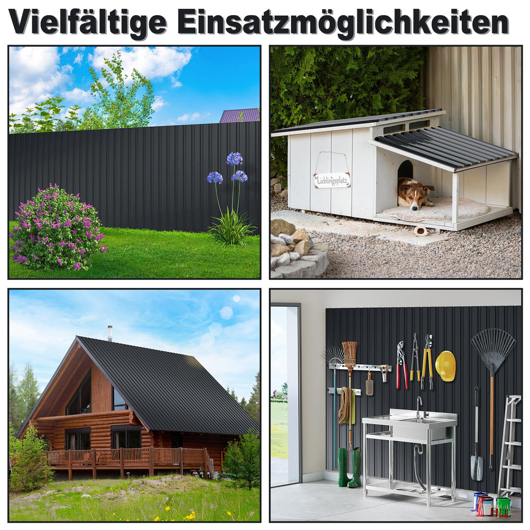 12x Dachbleche aus verzinktem Stahl - Trapezblech, Profilblech (115x45cm / 6 m²), 0,25mm Stärke - fü