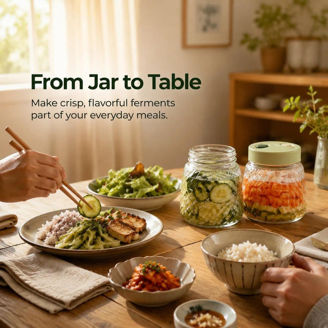 2 Pack 1L Glass Fermentation Jars with Double Airlock Valve,Kimchi behälter,fermentierglas, Airtight