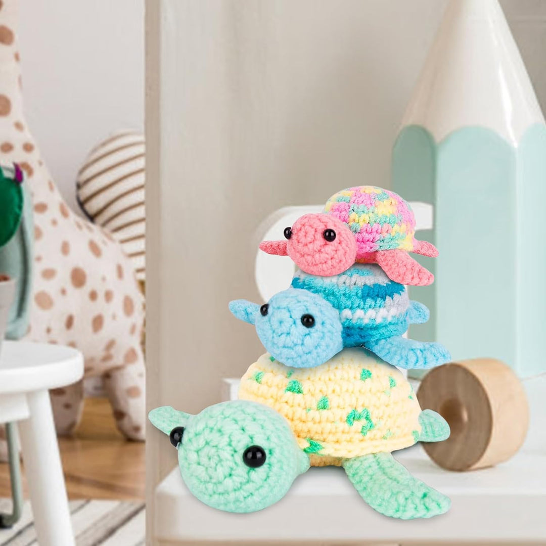 UXORSN Häkelset für Anfänger 3 Stück Schildkröte Häkel Set für Erwachsene Häckeln Stricken DIY Croch