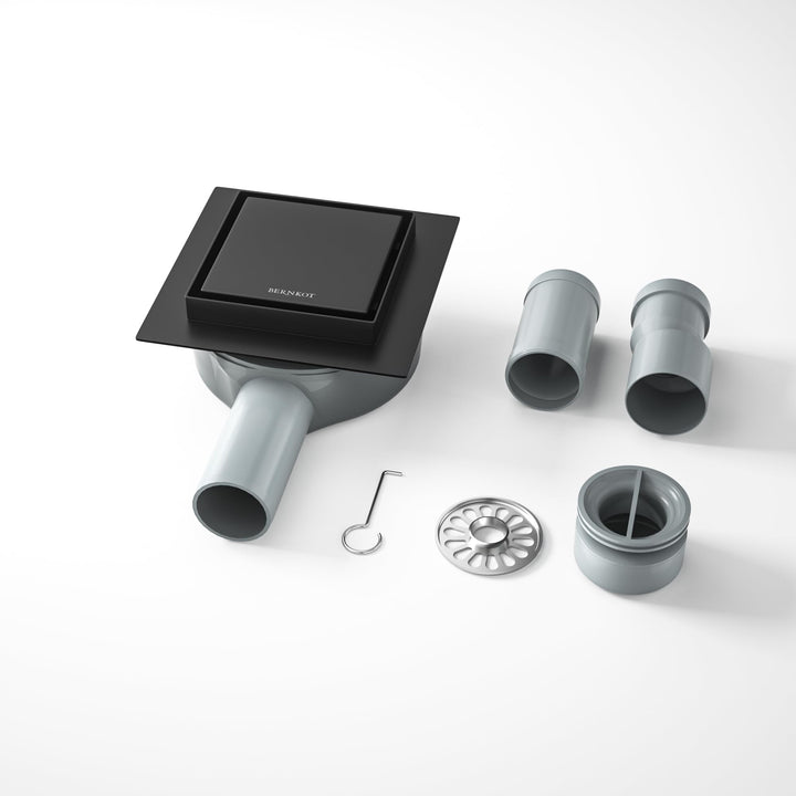 Bodenablauf Dusche Edelstahl,10cm 2in1 Befliesbar Duschrinne Duadratisch mit 360°Siphon,Aufgerüstete
