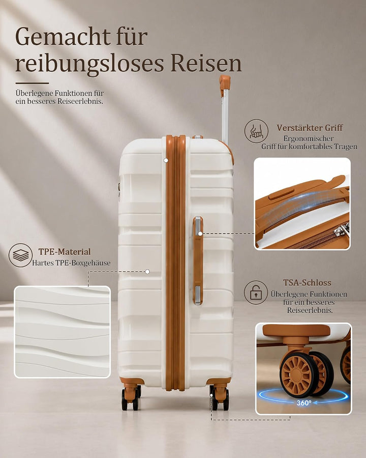 KONO Gross Koffer 75cm Leicht Reisekoffer aus Polypropylen Hartschale Koffer mit 4 Rollen und TSA Sc