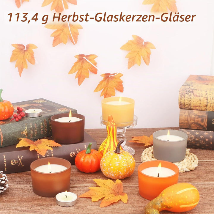 MILIVIXAY 20 Stück 118 ml Herbstkerzengläser mit Deckel und Kerzenherstellungs-Kits – grosse breite