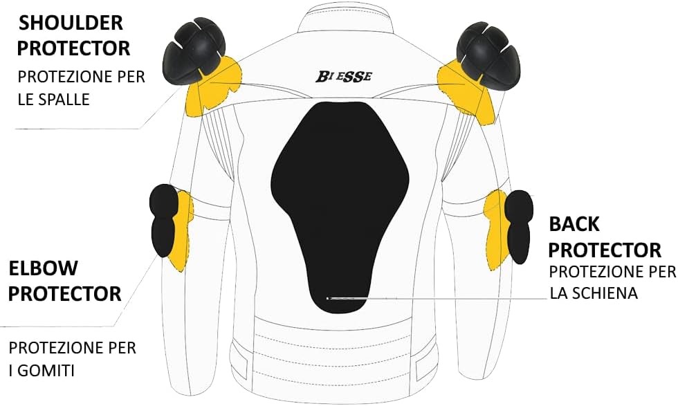 BI ESSE Wasserdichte Motorradjacke mit abnehmbaren CE-Protektoren, aus Stoff für Motorrad, Roller, R