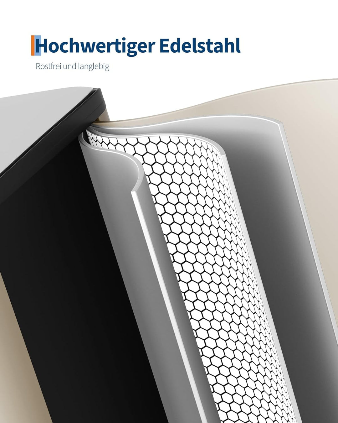 GarveeHome Mülleimer Küche, 2 x 15 L, Mülltrennsystem 2 Fächer, Edelstahl-Tretmülleimer mit 2 getren