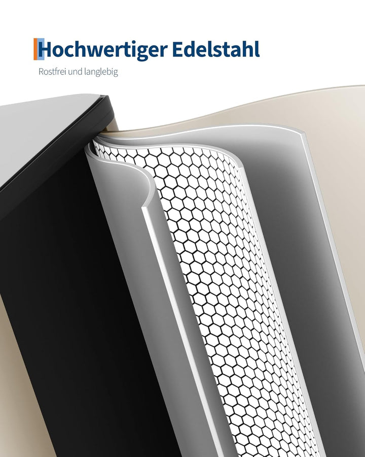 GarveeHome Mülleimer Küche, 2 x 15 L, Mülltrennsystem 2 Fächer, Edelstahl-Tretmülleimer mit 2 getren