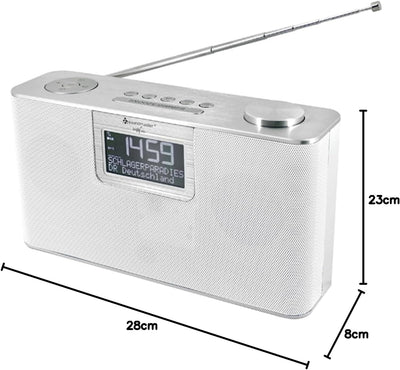 Soundmaster DAB700WE tragbares Radio DAB+ und UKW USB MP3 und Bluetooth Streaming Metallgehäuse weis