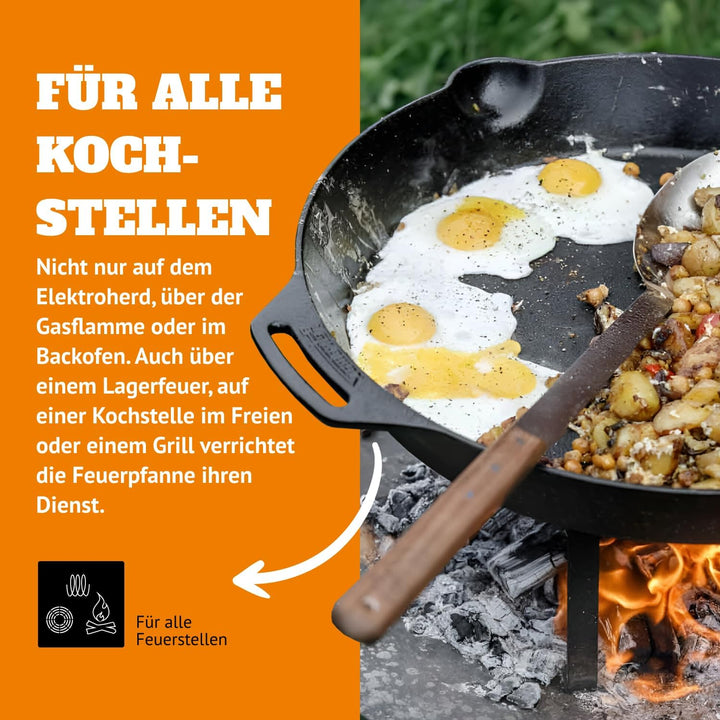 Petromax Gusseisen-Feuerpfanne - Gusseiserne Pfanne mit Henkeln, 20 cm | Für Induktion, Gas, Grill u