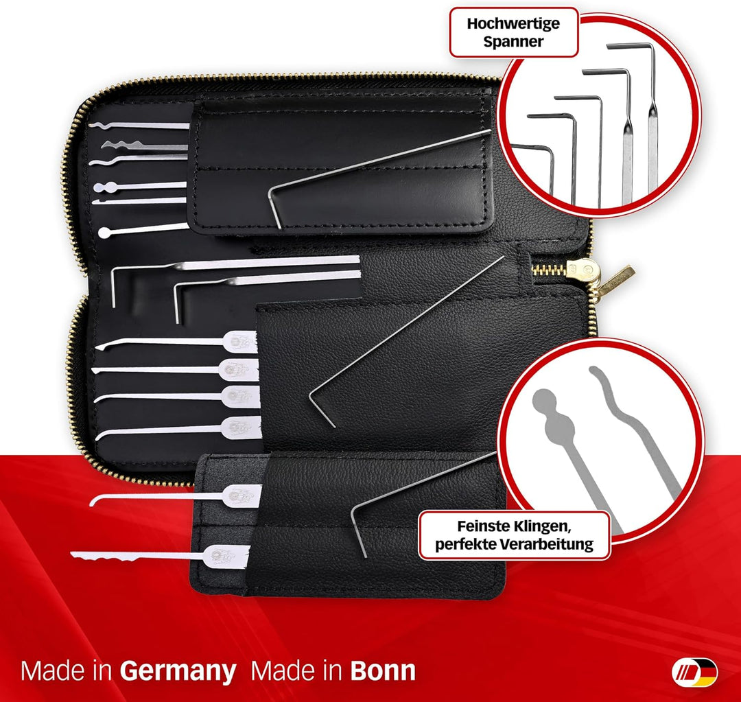 MULTIPICK ELITE 17 Profi Dietrich Set - [17 Teile inkl. Lederetui] Made in Germany - Lockpick Tool,