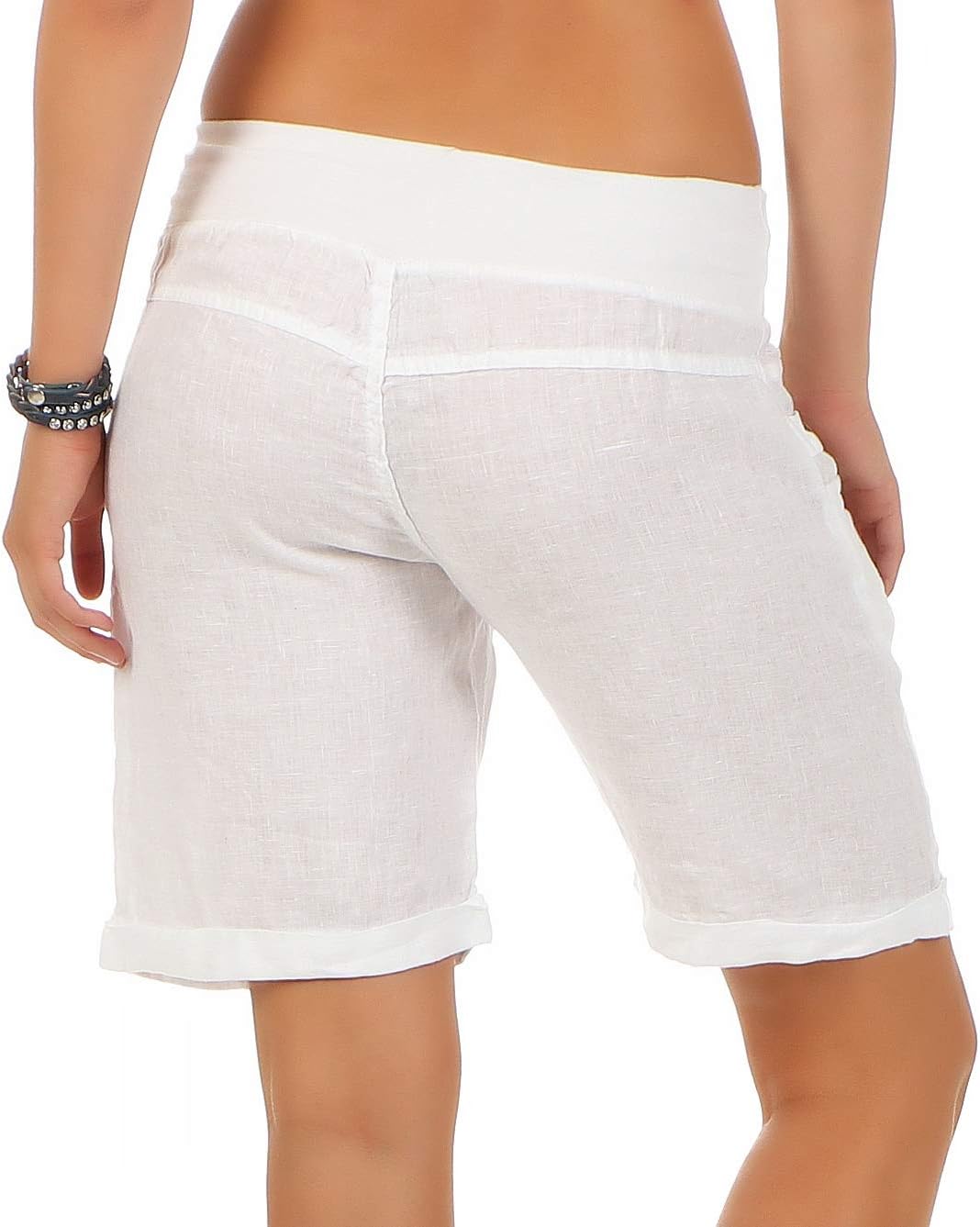 Malito Damen Bermuda aus Leinen | lässige Kurze Hose | Shorts für den Strand | Pants - Hotpants 3001
