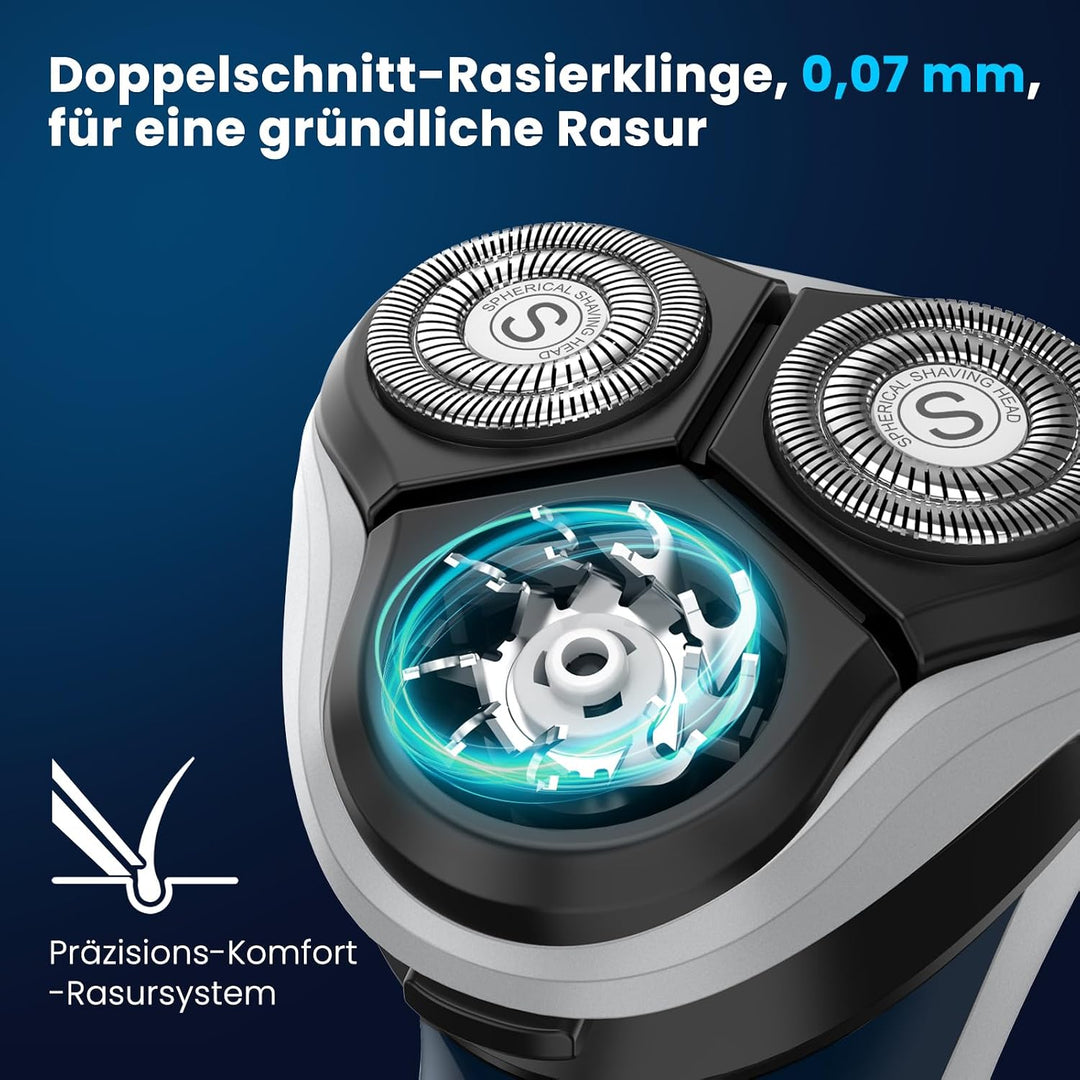 120 min Leise Nass- und Trockenrasierer Rasierer Herren Elektrisch | Elektrorasierer Herren IPX7 Was