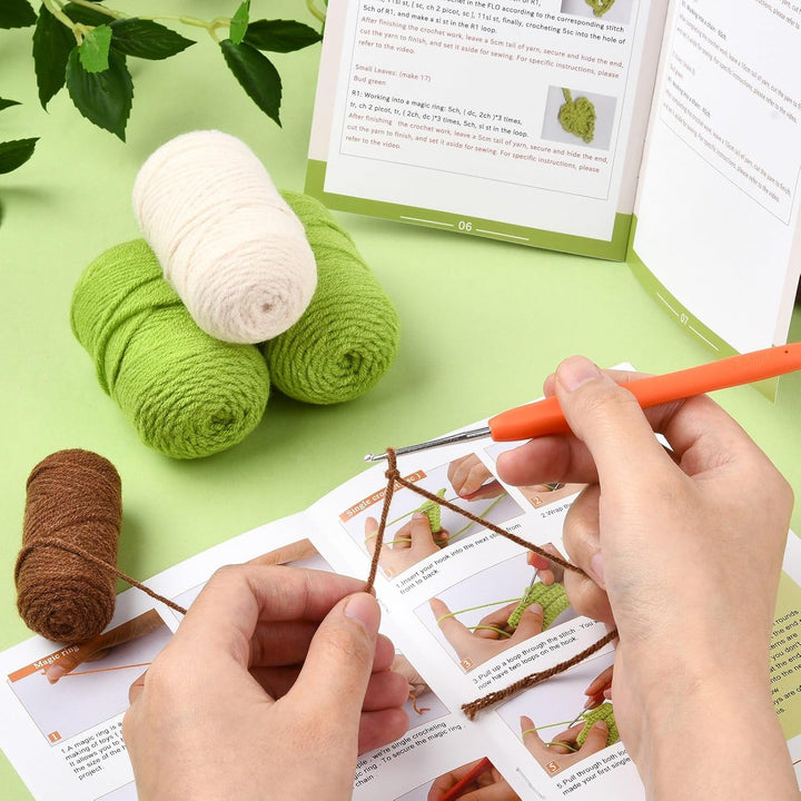 Airssory Grünes Monstera-Blatt-Häkelset, DIY-Wollgarn, gewebt, kreativ, Hängekorb, Pflanzen, Stricks