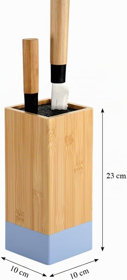 KESPER | Messerblock, Material: Bambus, Kunststoff, Masse: 10 x 10 cm, H: 23 cm, Farbe: Braun, Blau