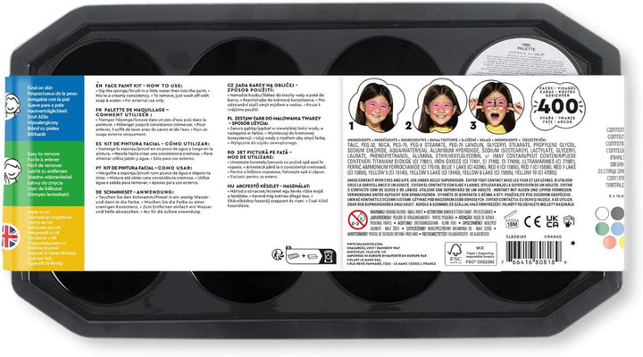 Snazaroo Schminkfarbe Jumbo "Face Painting", Schminkpalette mit 8 Farben a 18ml Schminkfarbenset Jum