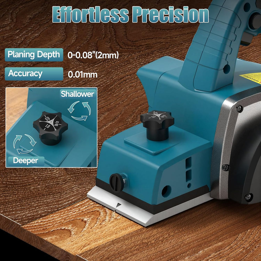Akku Hobel Makita 18V Akku, 15000RPM Bürstenlose Elektrohobel mit 2 * 4.0Ah akku, 82mm Breite, 0-2MM