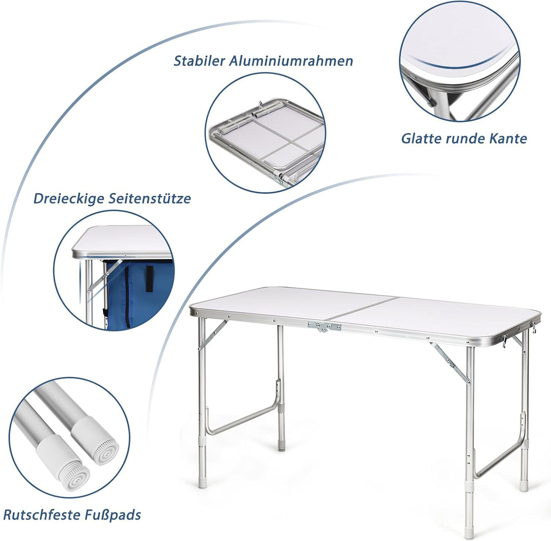 GYMAX faltbar Campingschrank, Campingküche mit grossem Stauraum, 2 einstellbare Höhen, Outdoor Alu P
