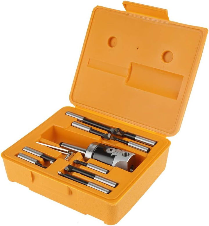 Bohrkopf SET, 1 Satz MT2 -M10 F1-12 50mm Bohrkopf Mit 9 Stück 12mm Bohrstangen, MT2 M10 * 1,5 1-1/2"