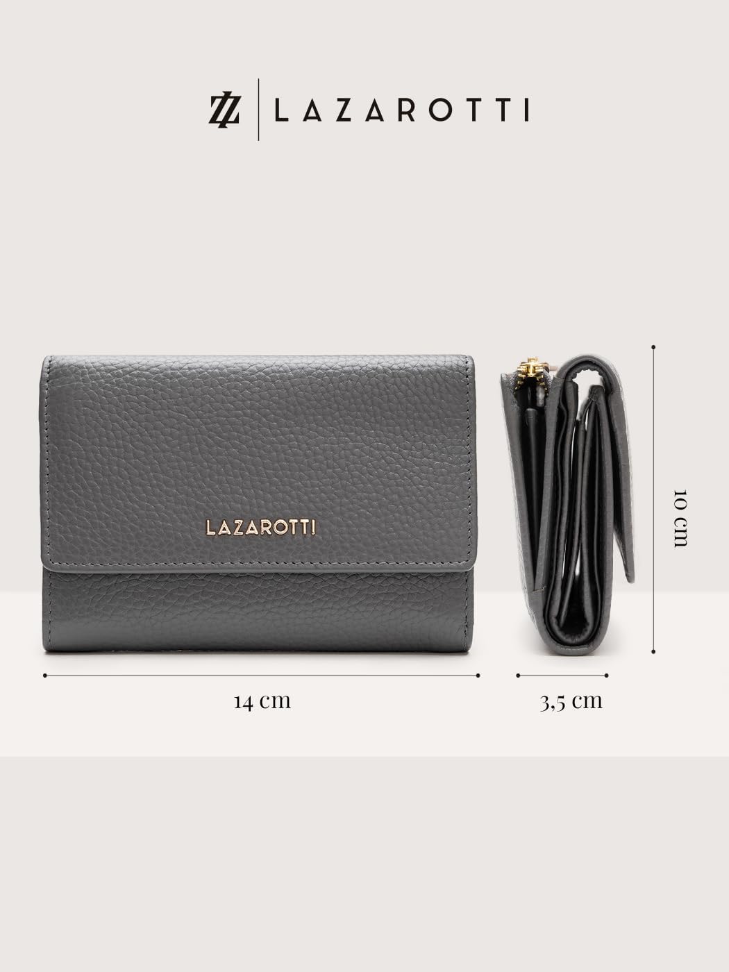 Lazarotti Bologna XL Leder Damen-Geldbörse | grosses Reissverschlussfach, 15 Kartenfächer, RFID-Schu