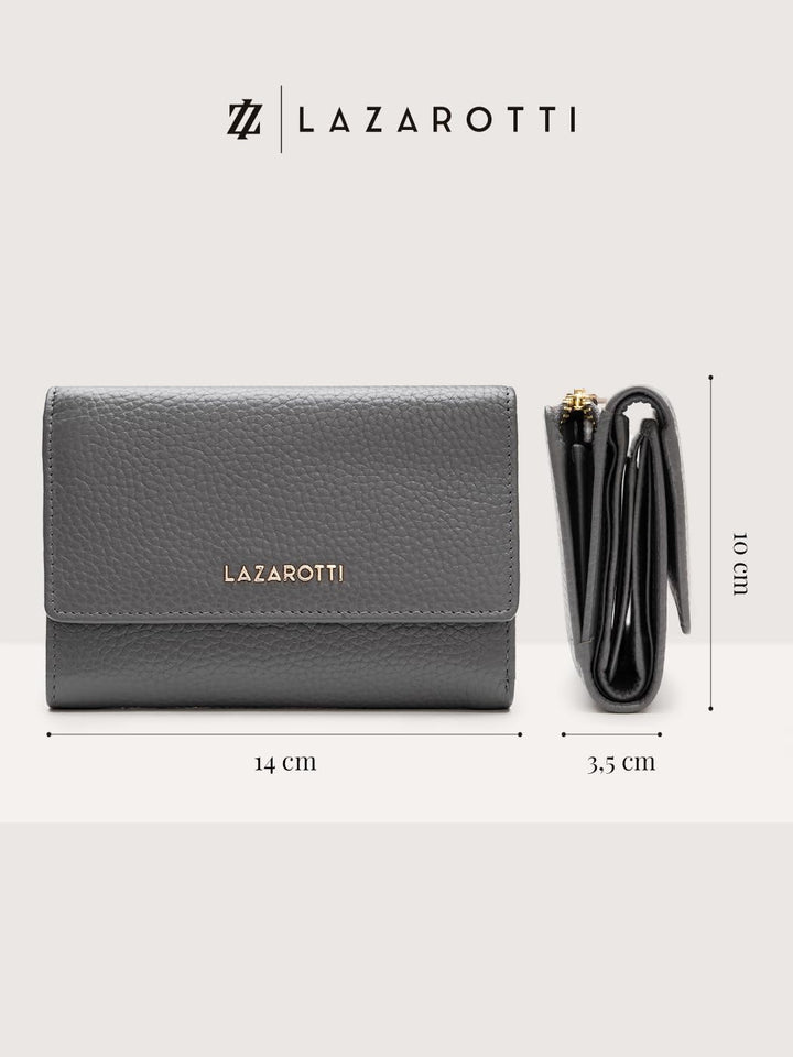 Lazarotti Bologna XL Leder Damen-Geldbörse | grosses Reissverschlussfach, 15 Kartenfächer, RFID-Schu