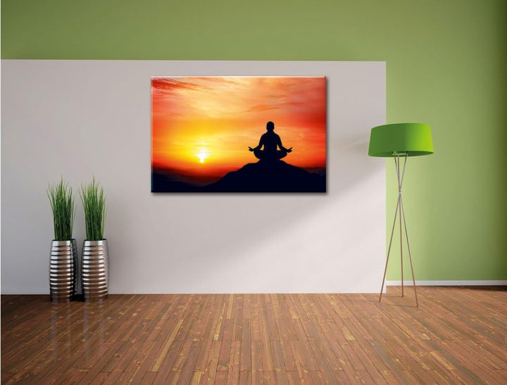 Dark Meditation im SonnenuntergangFormat: 100x70auf Leinwand, XXL riesige Bilder fertig gerahmt mit