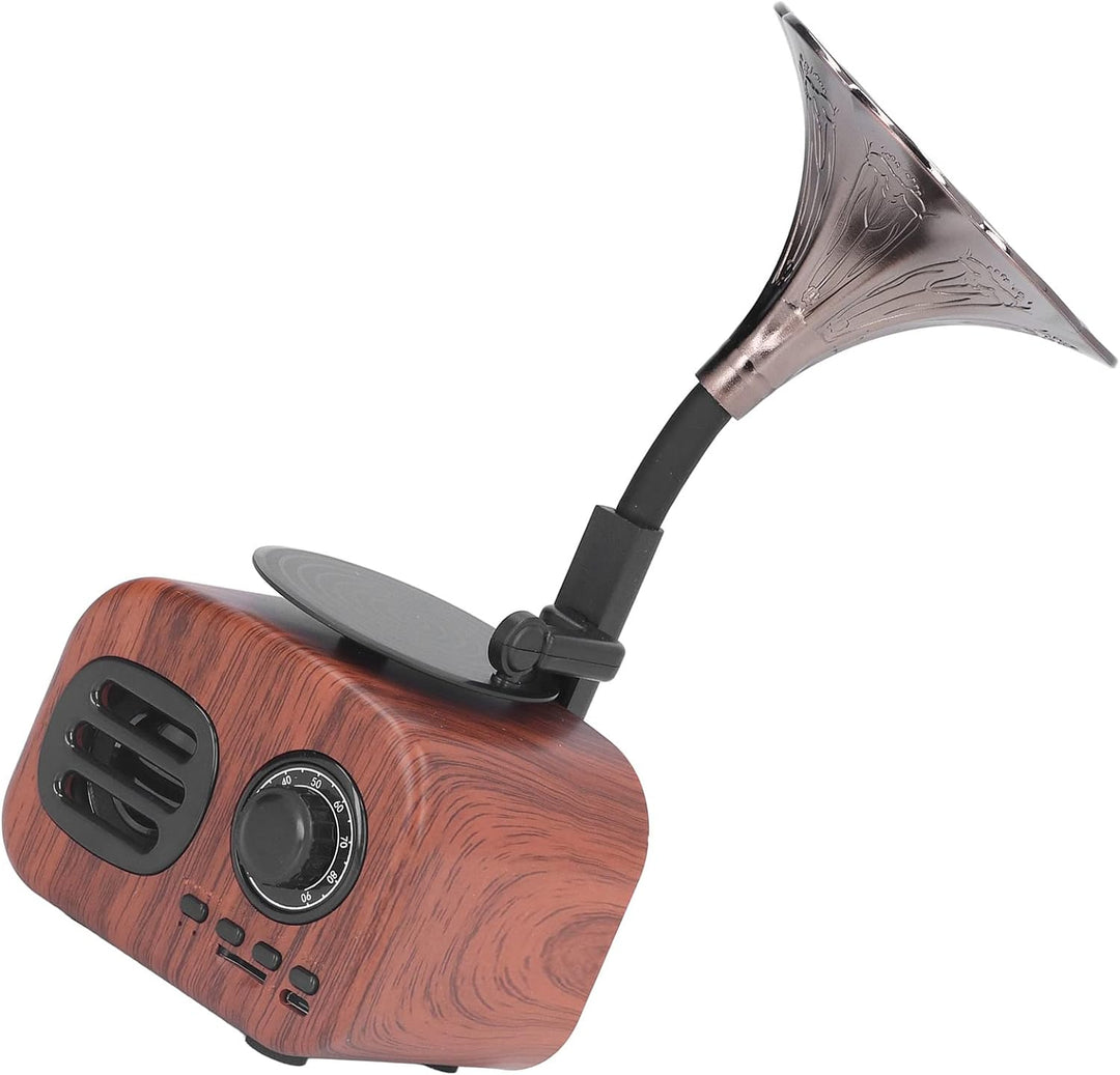 MOUMOUTEN Retro-Grammophon, Musikbox, tragbarer kabelloser Vintage-Lautsprecher, 5 W USB, wiederaufl