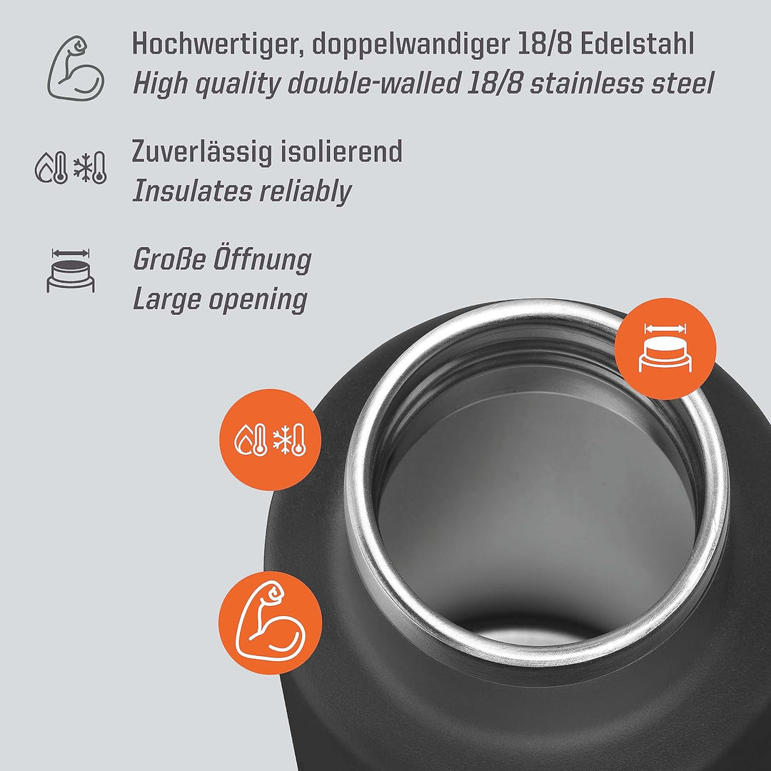 Esbit Isolierflasche Sculptor - Edelstahl Trinkflasche 750 ml in Schwarz - für warme und kalte Geträ
