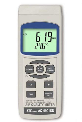 6-in-1 Luftqualität Echtzeit Datenlogger Messgerät CO CO2 O2 Sauerstoff Taupunkt Luftfeuchtigkeit Te