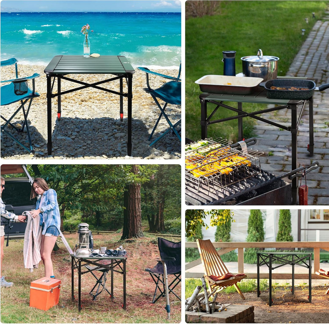 VILLEY Aluminium Klapptisch mit Tragetasche, klappbarer Campingtisch aus Alu, Faltbarer Balkontisch,