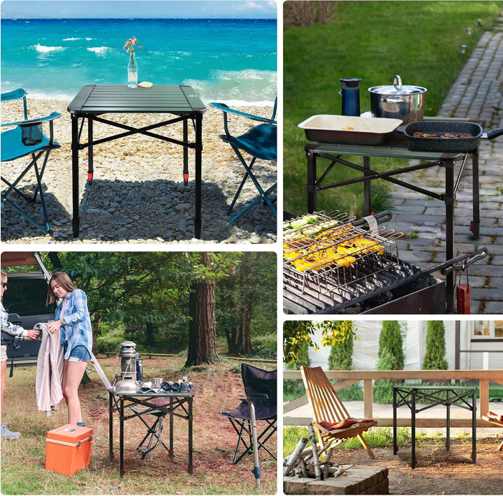 VILLEY Aluminium Klapptisch mit Tragetasche, klappbarer Campingtisch aus Alu, Faltbarer Balkontisch,