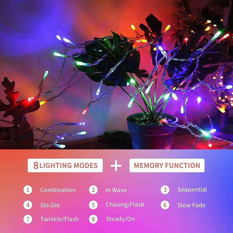 Innen Weihnachten Lichterketten, BrizLabs 15M 100 LED Bunt Weihnachtsdeko Lichterkette Strom 8 Modi