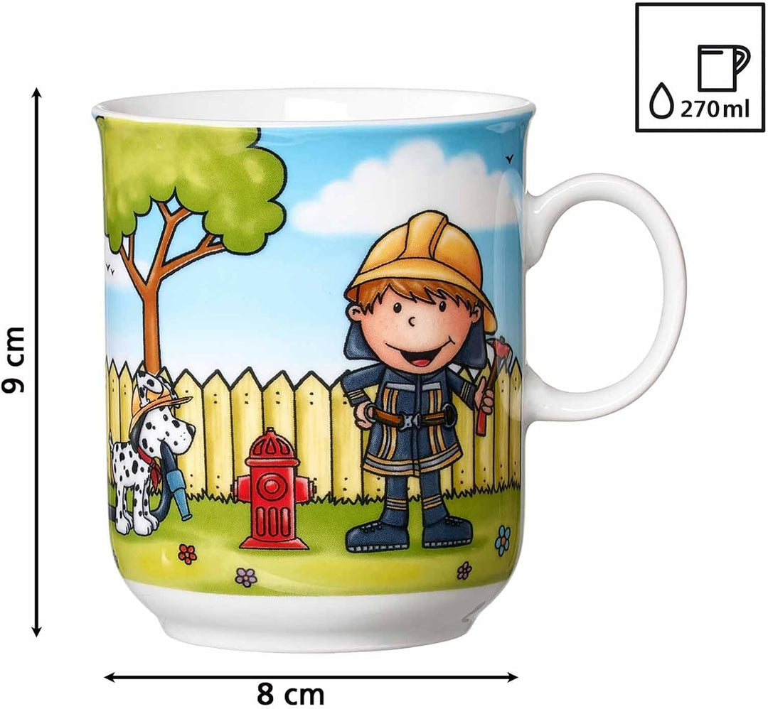 Ritzenhoff & Breker Kindergeschirr Set Feuerwehrmann Bernie, 3-teilig, Bunt, Schale Becher Teller au