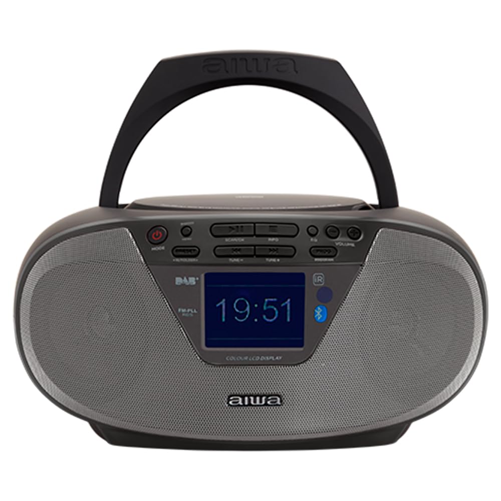 Aiwa BBTU-500DAB/BK Tragbares DAB+ CD-Radio mit 2.4" Farbdisplay Bluetooth 5.0, USB, CD/CDR/RW/MP3,